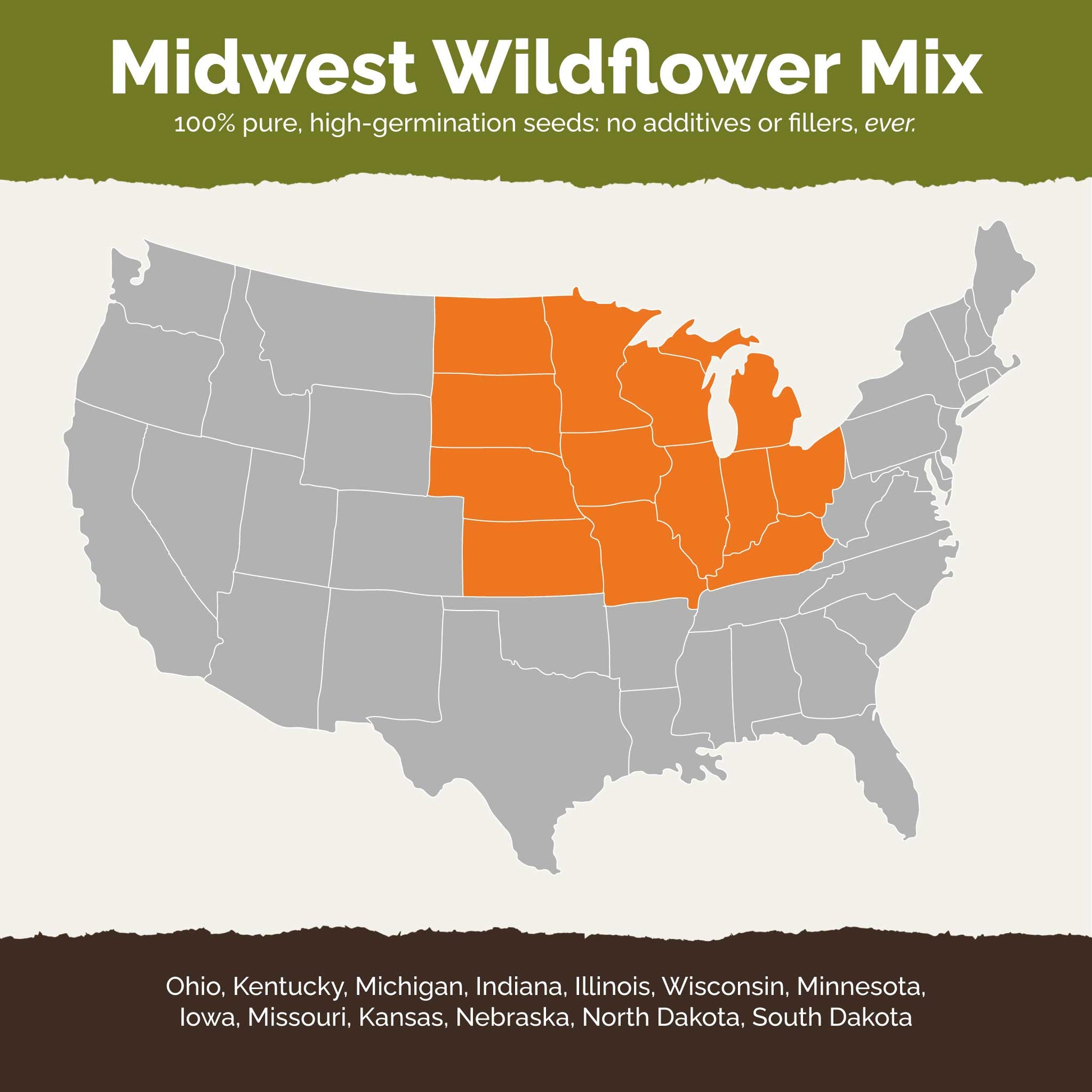 A map of the united states highighting states contained within the midwest region