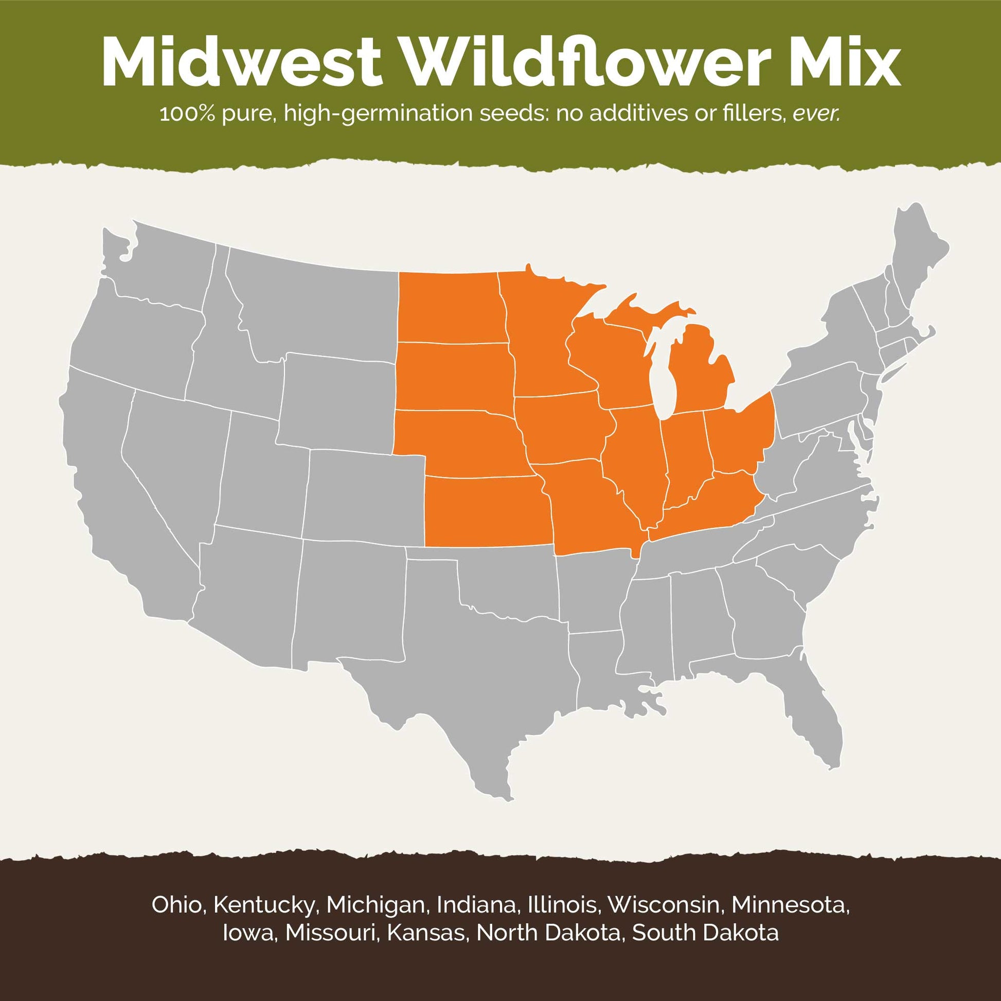 A map of the united states highighting states contained within the midwest region