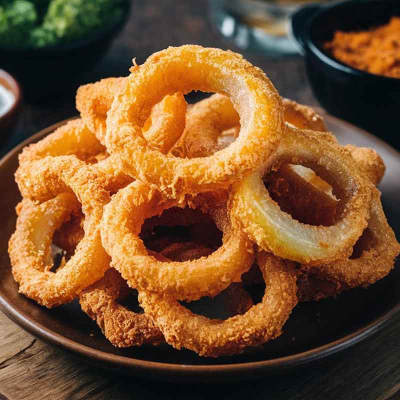 A plate of White Sweet Spanish onion rings.
