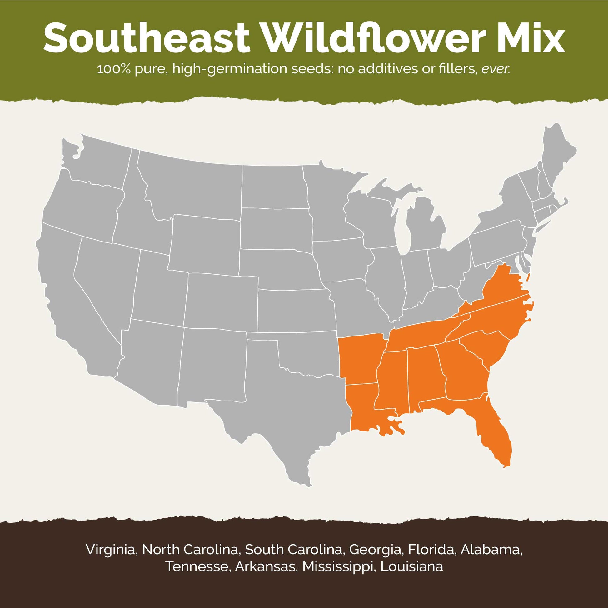 A map of the united states highighting states contained within the southeast region