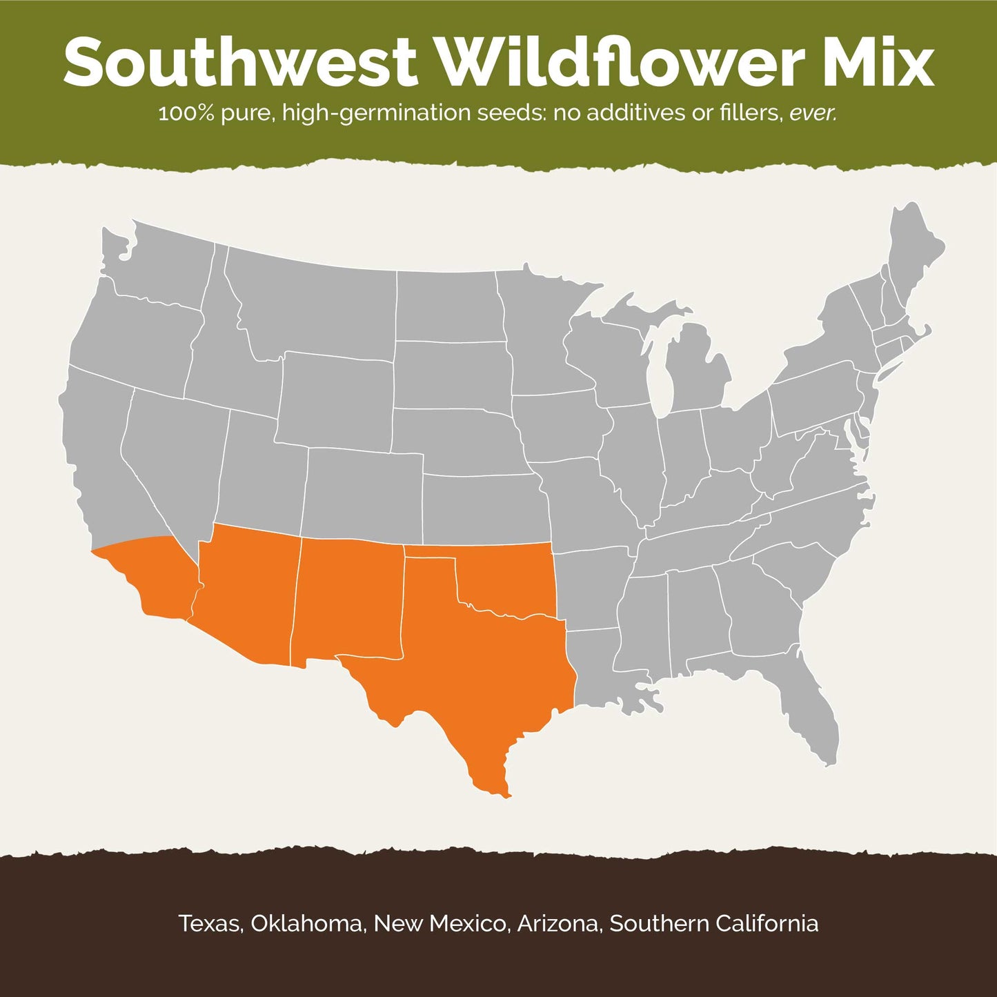 A map of the united states highighting states contained within the southwest mix