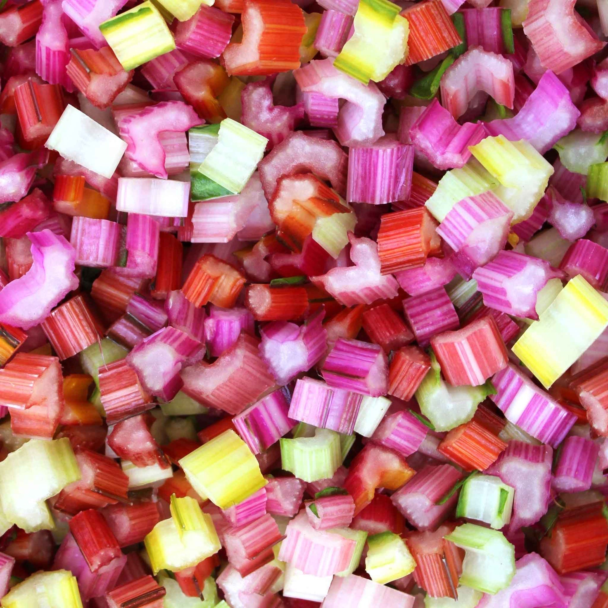 Chopped Rainbow Mix Swiss Chard showcasing all the different colors.