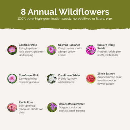 List of flower species and seeds included in the Wildflower Seed Mix.
