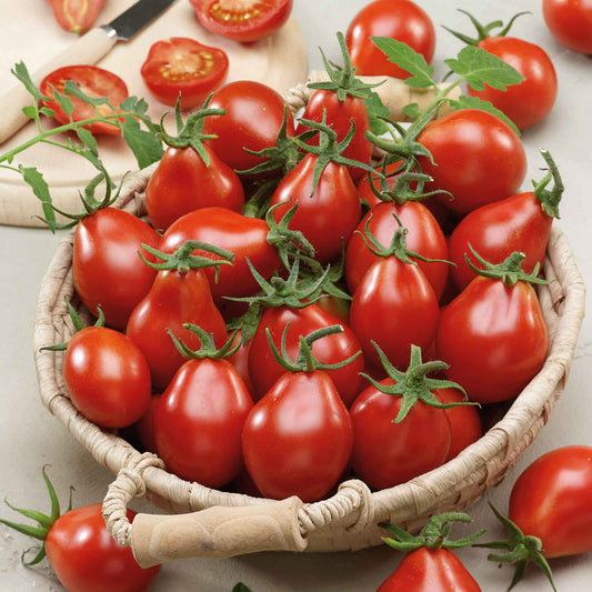 A bowl of Red Pear tomatoes.